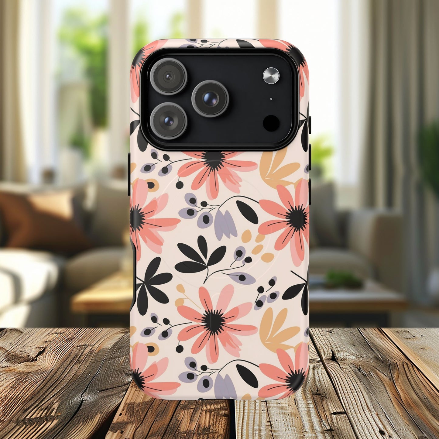 Stylish Soft Petal Noir iPhone Case, Floral iPhone Accessory for Her, Tough iPhone Magnetic Cases, Trendy iPhone Cover, Gift for Friends, Summer Vibes