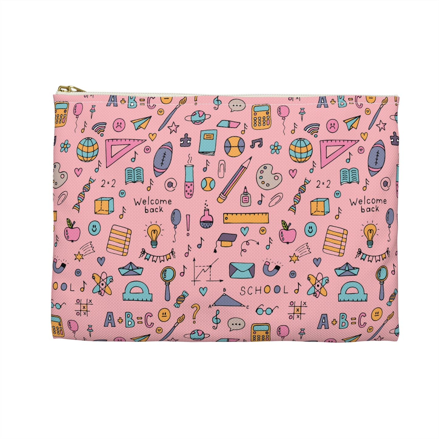 Personalized Pink Chalkboard Chic Composition Book Inspired Accessory Pouch, Kids School Supplies, Classroom Organizer, Teacher Gift, Fun Stationery Case, Back to School