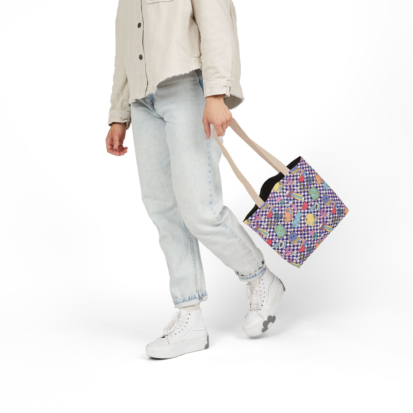 Personalized Purple Doodle Daydream Composition Book Inspired Canvas Tote Bag with Colorful Straps, Cute School Bag, Eco-Friendly Tote, Back to School Shopping Bag, Teacher Gift Idea