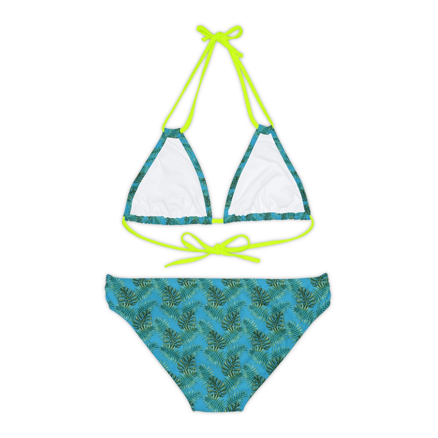 Turquoise Tropical Bliss Strappy Bikini Set (AOP)