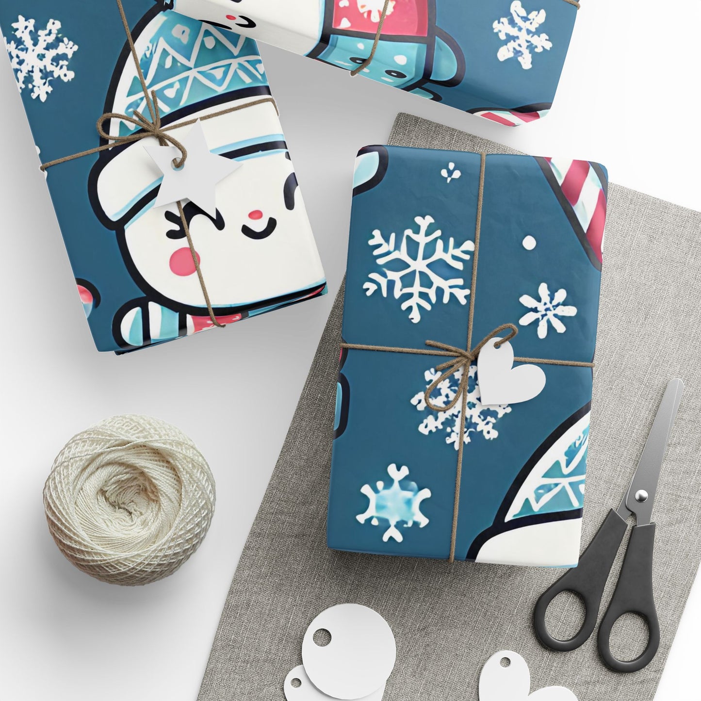 Wrapping Papers - Blue Santa Claus Holiday Collection - Matte or Glossy Finish - 90gsm Paper