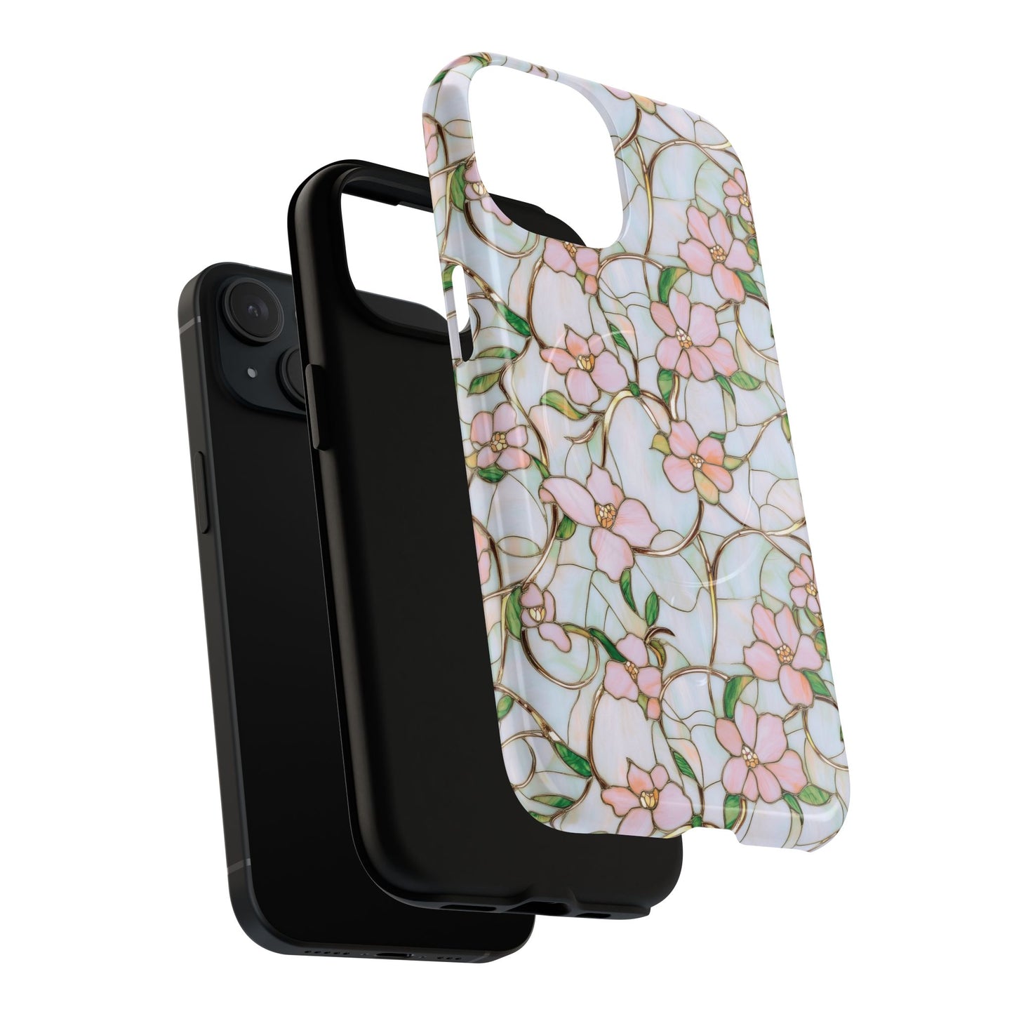 Blossom Veins Tough iPhone Magnetic Cases, Elegant Floral Designs, iPhone Floral Stained Glass Stylish Accessory, Protective Mobile Cover, Unique Gift Idea
