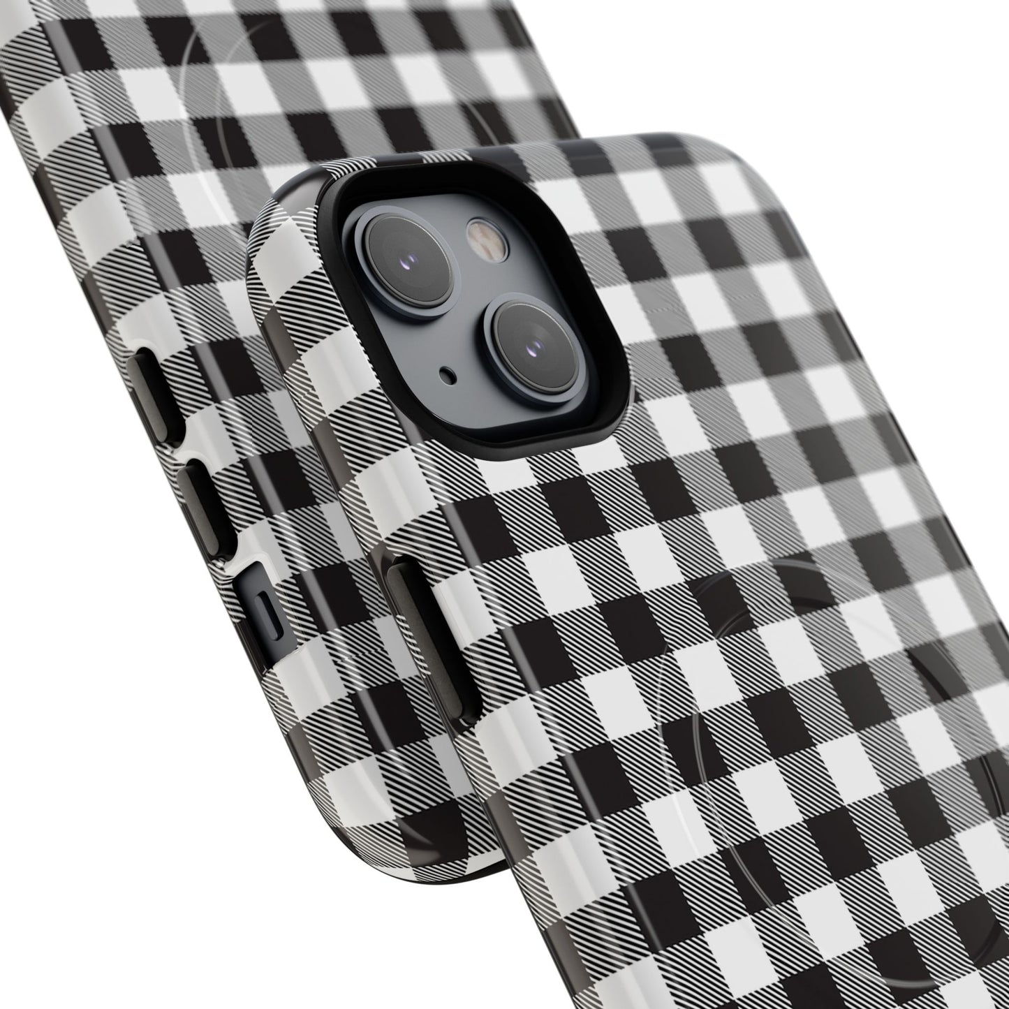 Black and White Gingham Phone Case, Tough Magnetic Cases, Stylish Phone Cover, Gift for Her, Trendy Phone Accessory, Checkered Print