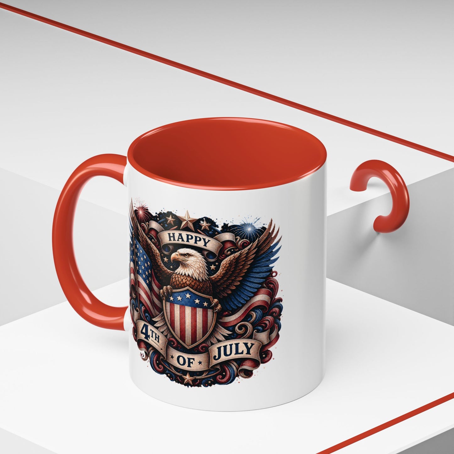 4th of July Eagle Coffee Mug — Patriotic American Flag Accent Mug (11/15oz)