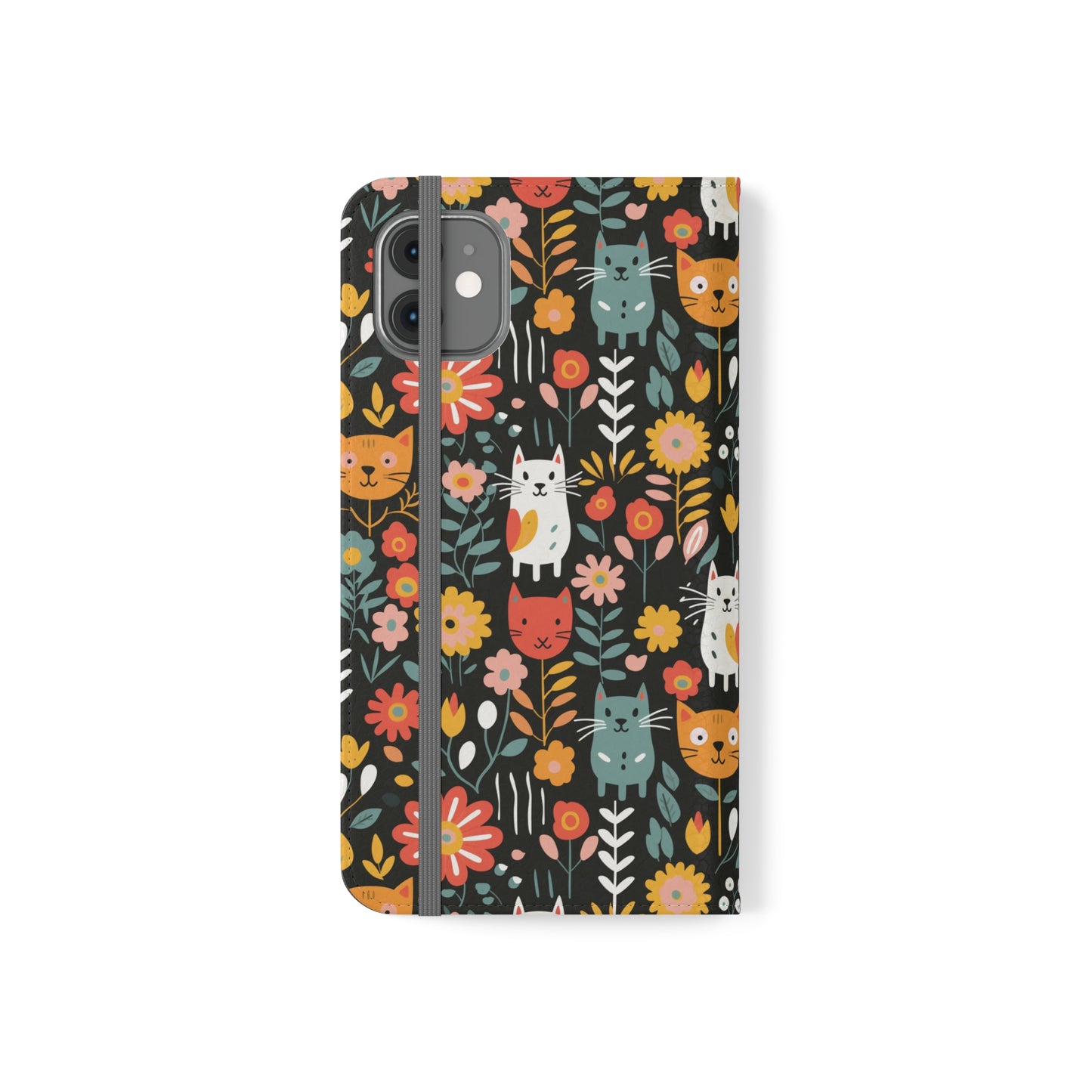 Whimsical Feline Garden iPhone and Samsung Flip Cases