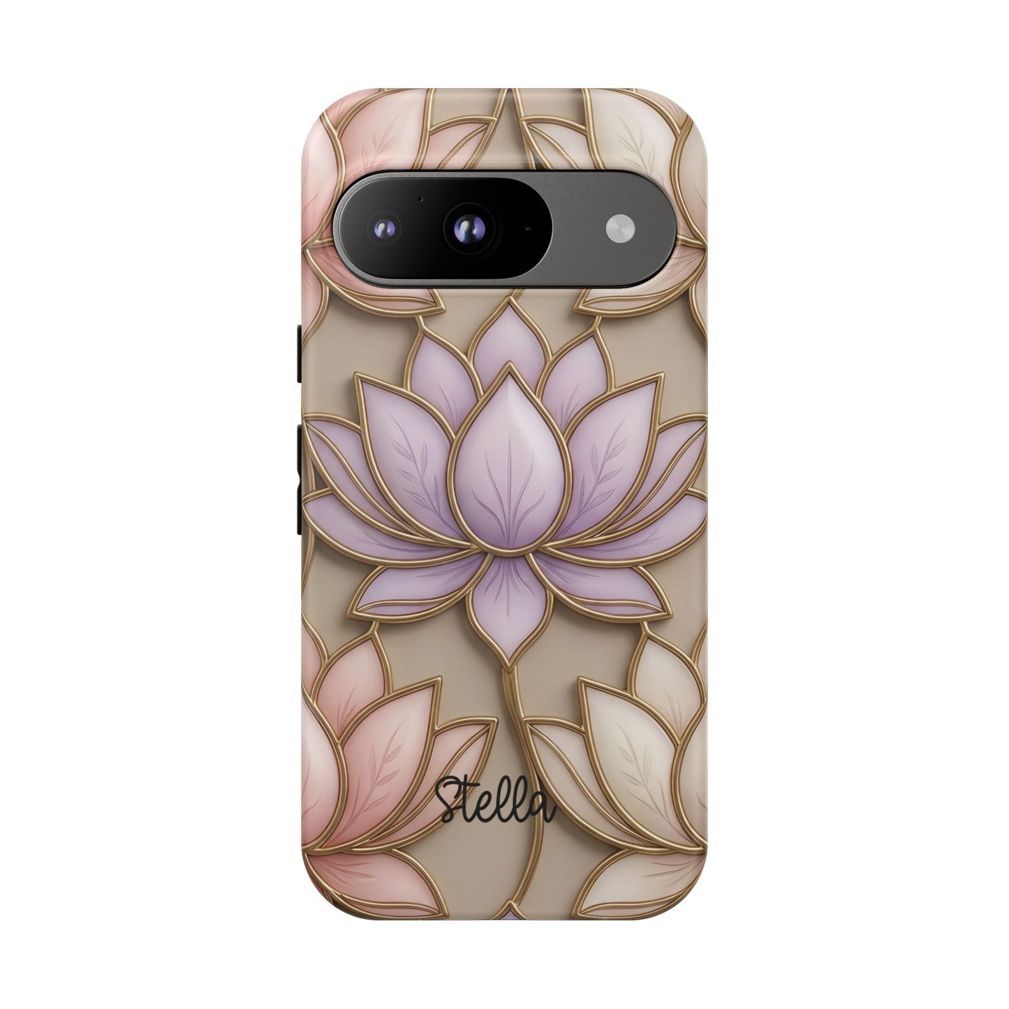 Personalized Lotus Floral Stained Glass Effect Tough Phone Case