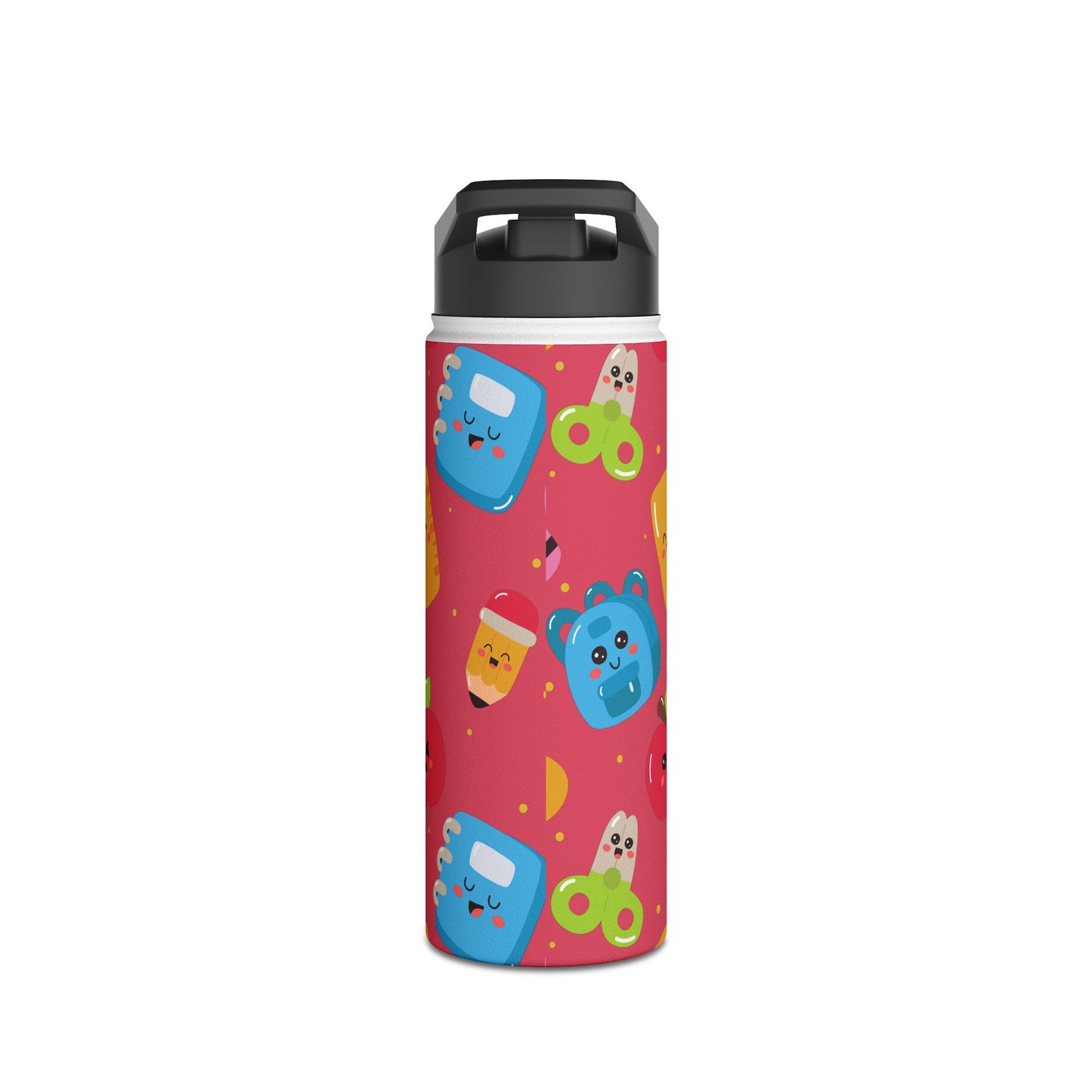 Personalized Kawaii Composition Book Inspired Stainless Steel Water Bottle for Kids, School Supplies, Eco-Friendly Drinkware, Back to School, Teacher Gifts