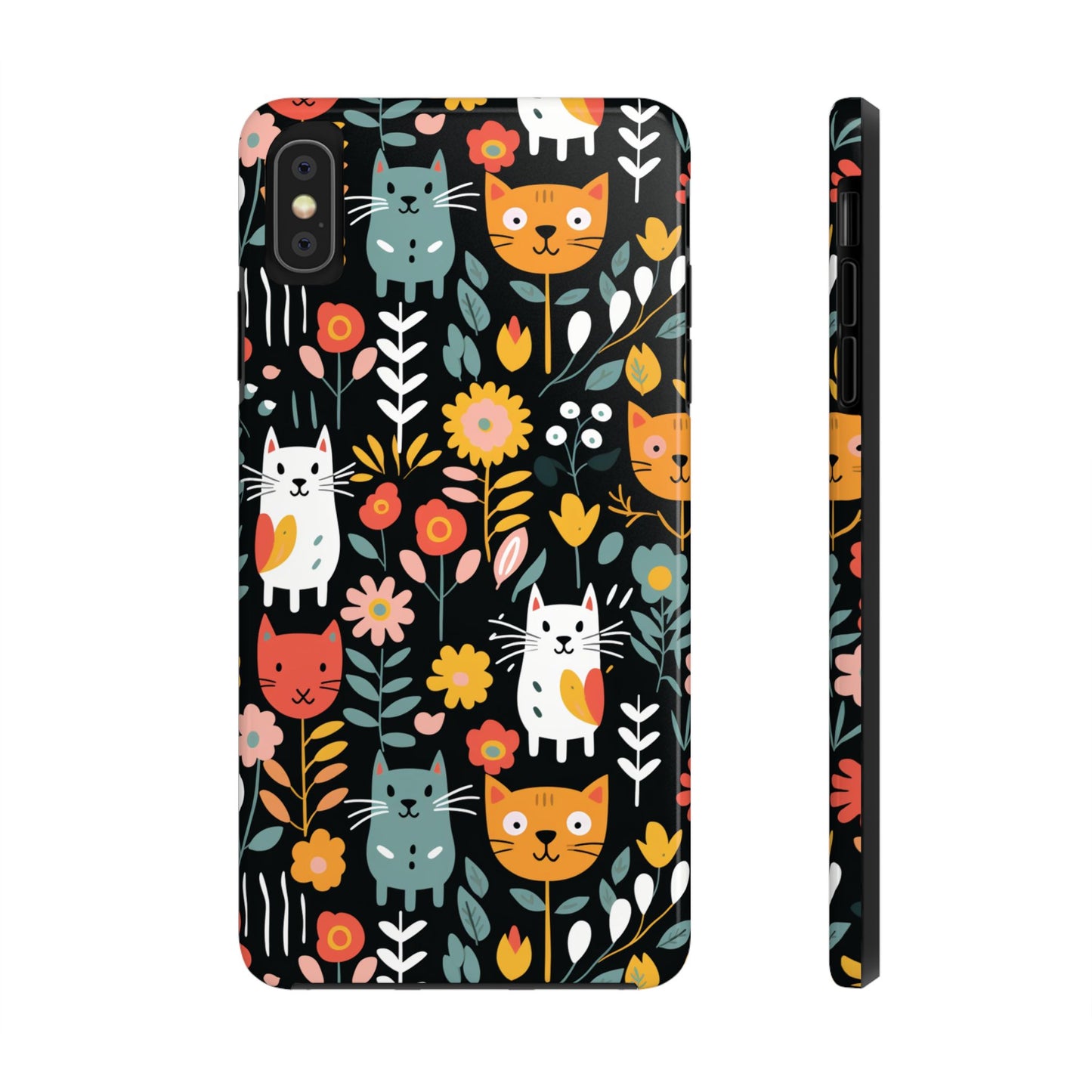 Whimsical Feline Garden iPhone and Samsung Tough Phone Cases