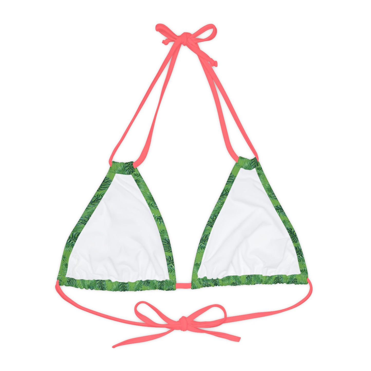 Green Tropical Bliss Strappy Triangle Bikini Top (AOP)- (PY)