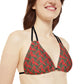 Red Tropical Bliss Strappy Triangle Bikini Top (AOP)- (PY)