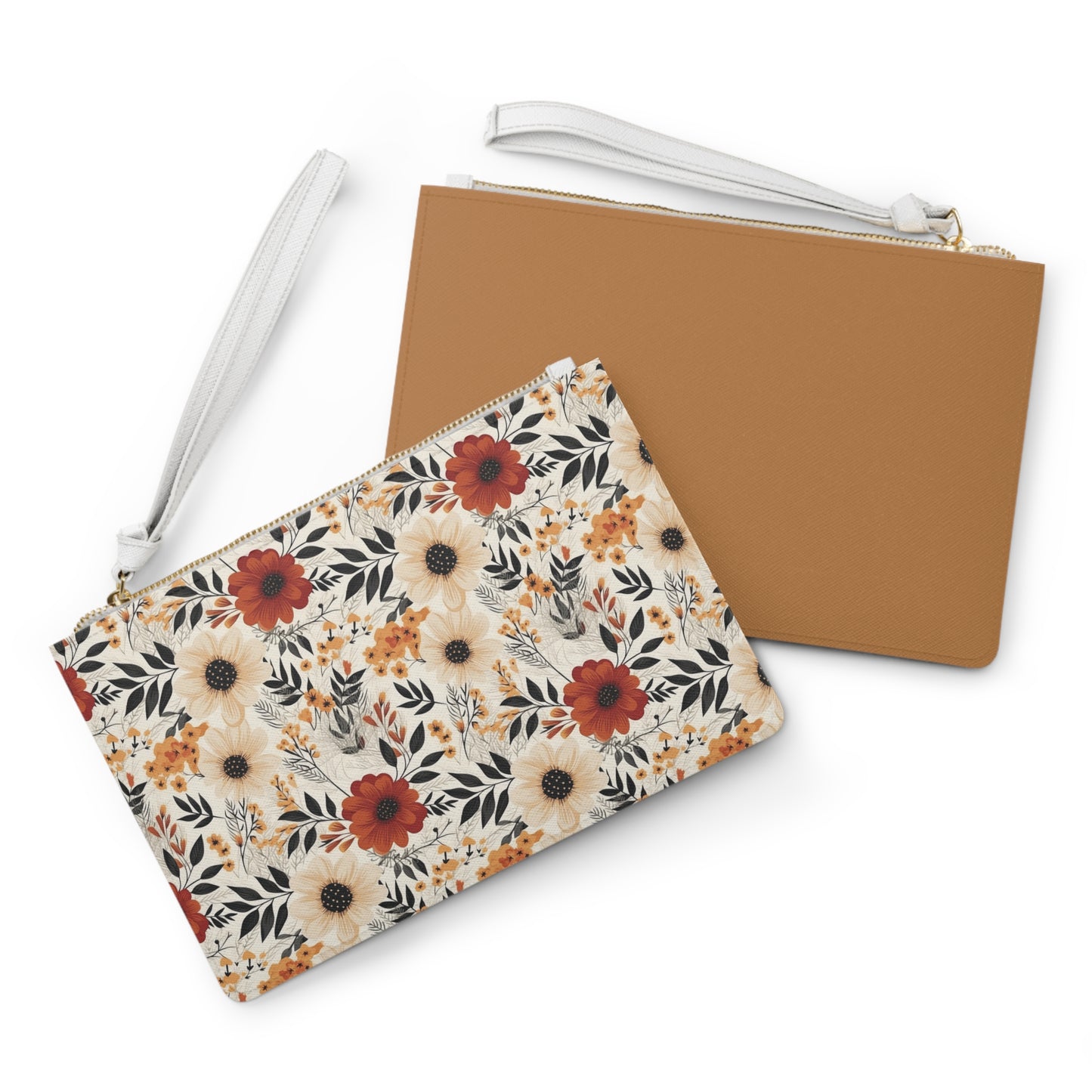 Boho Chic Clutch Bag - Vegan Leather Saffiano Pattern Fashionista On-the-Go Zip Fastening Wrist Strap.