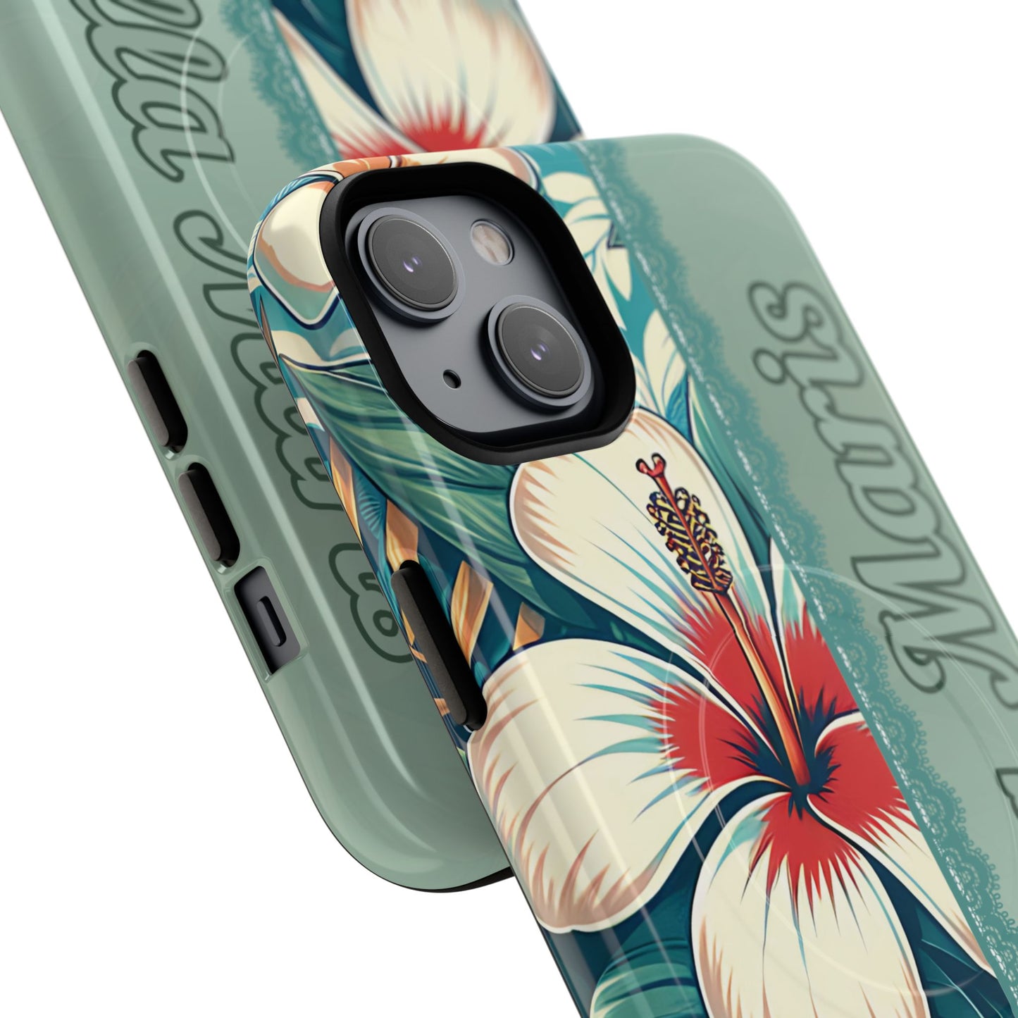 Personalized Tropical Floral Phone Case – Stylish Tough Magnetic Cases for iPhone, Customizable with Names, Perfect Gift for Nature Lovers
