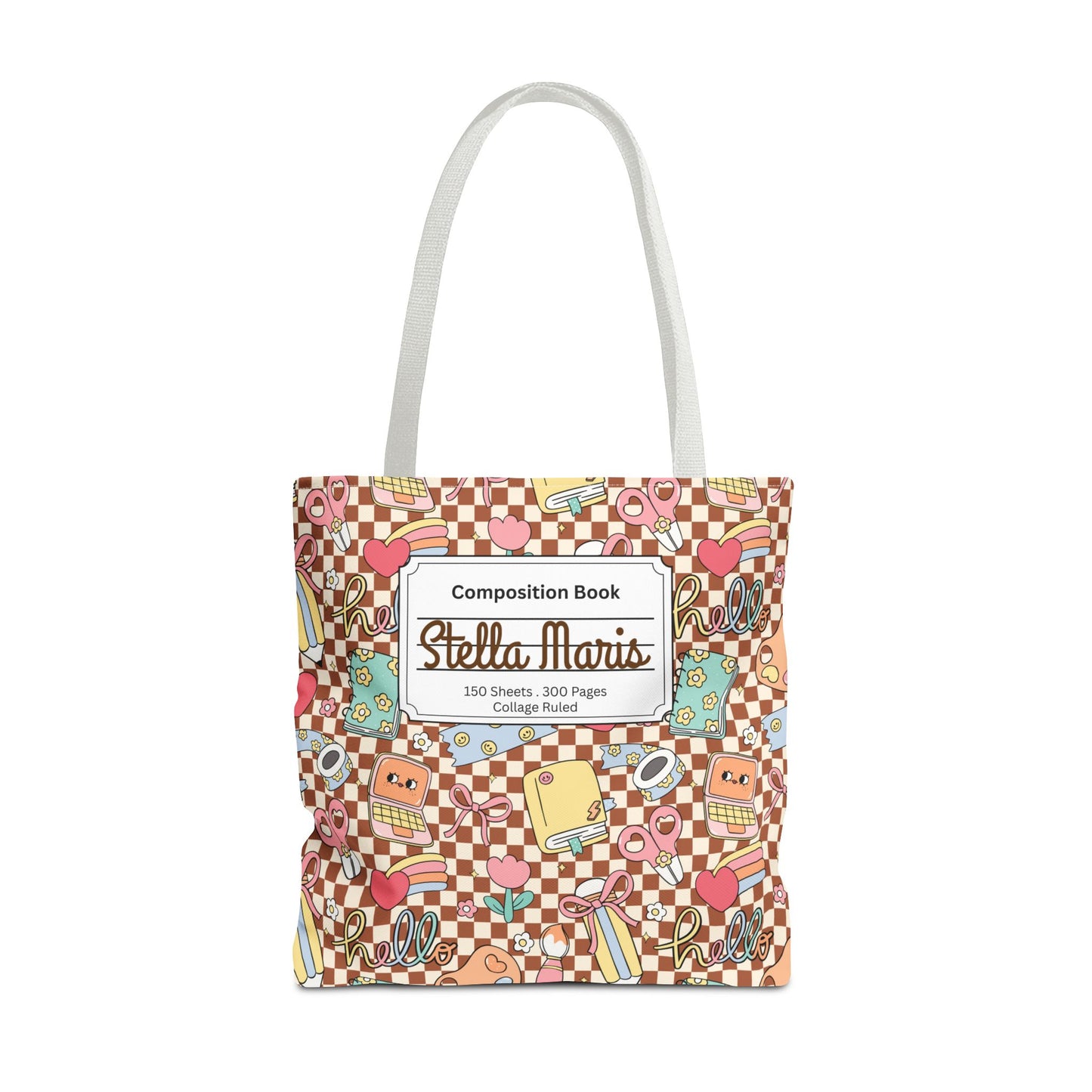 Personalized Brown Doodle Daydream Composition Book Inspired Tote Bag, Back to School Tote, Teacher Gift, Kids Bag, Custom Name Bag, Educational Accessories, Back to School Tote Bag.