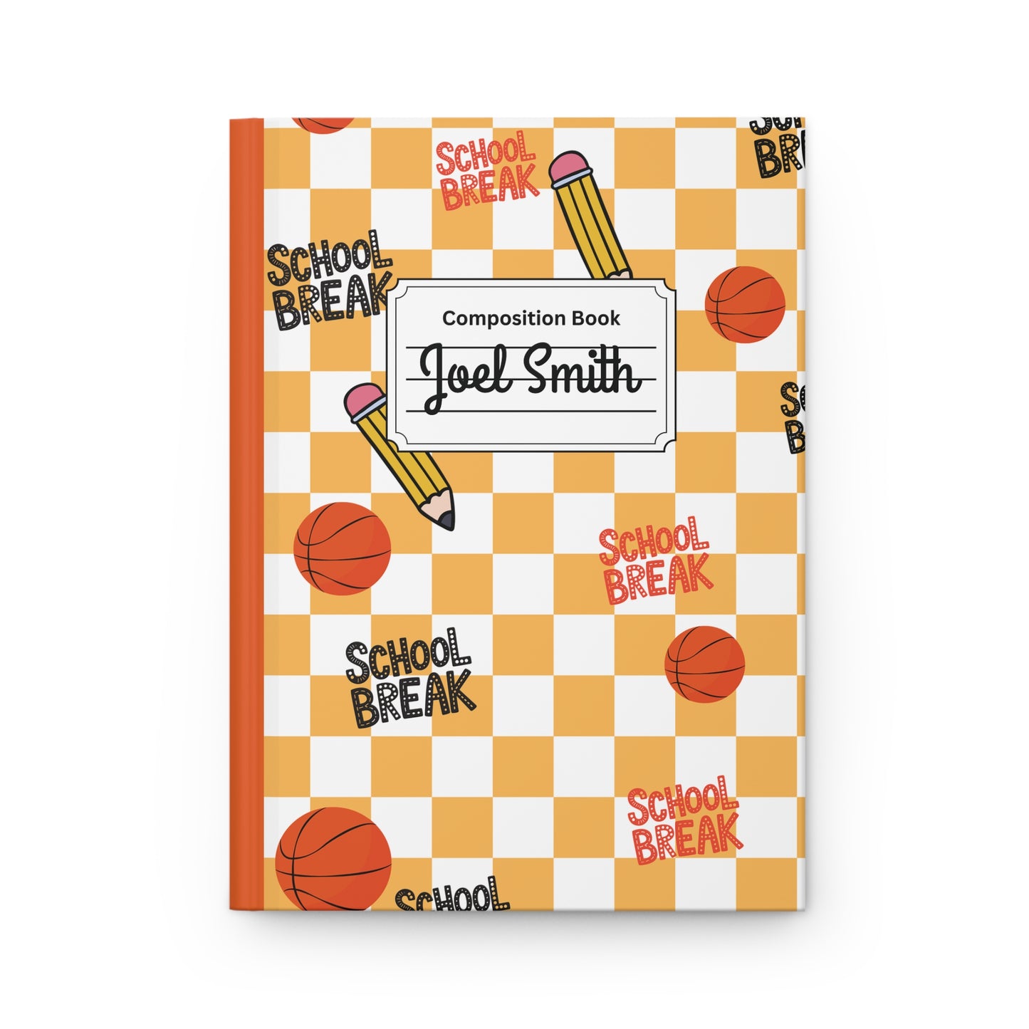 Custom Orange Schoolyard Chic Composition Book Inspired Ruled Hardcover Journal for Kids, Fun School Notebook, Customizable Composition Book, Back to School Gift, Learning Organizer