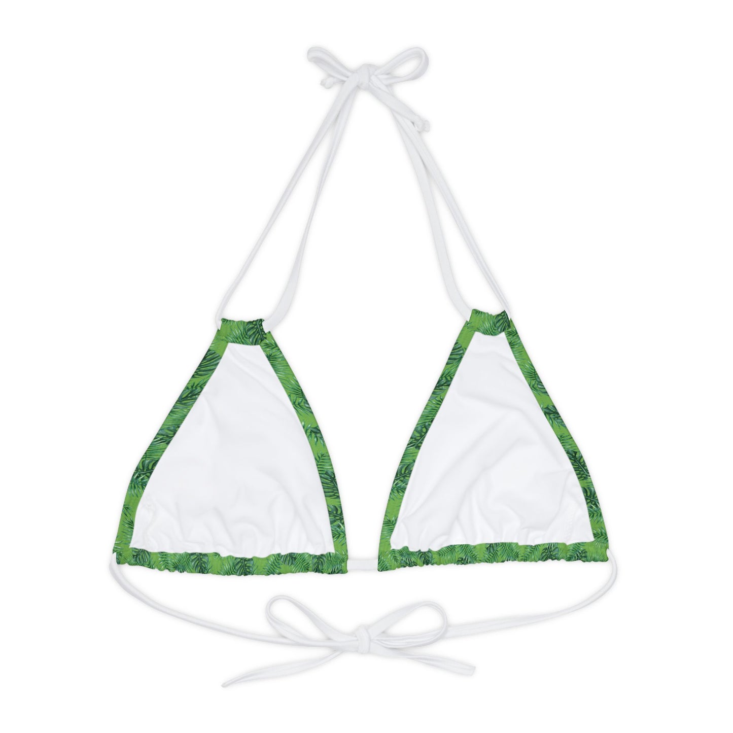 Green Tropical Bliss Strappy Triangle Bikini Top (AOP)- (PY)