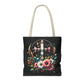 Faith and Floral Cross Heart Tote Bag