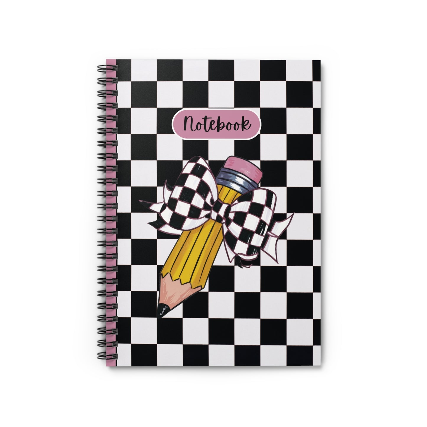 Black Checkered Charm Spiral Notebook - Ruled Line (PY)