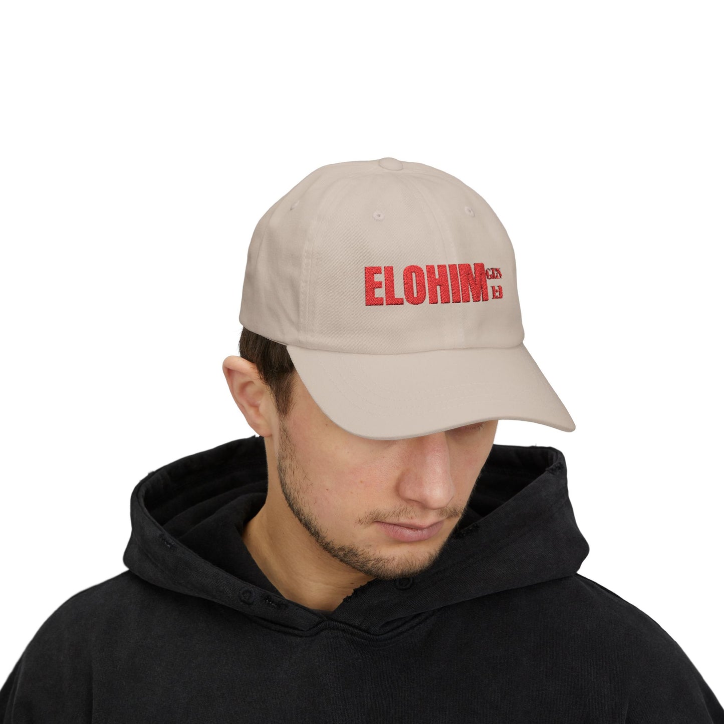 Classic Embroidery Dad Cap with 'ELOHIM, GENESIS 1:1' - Faith-Based Hat, Casual Wear, Gift for Dad, Christian Accessory, Summer Fashion