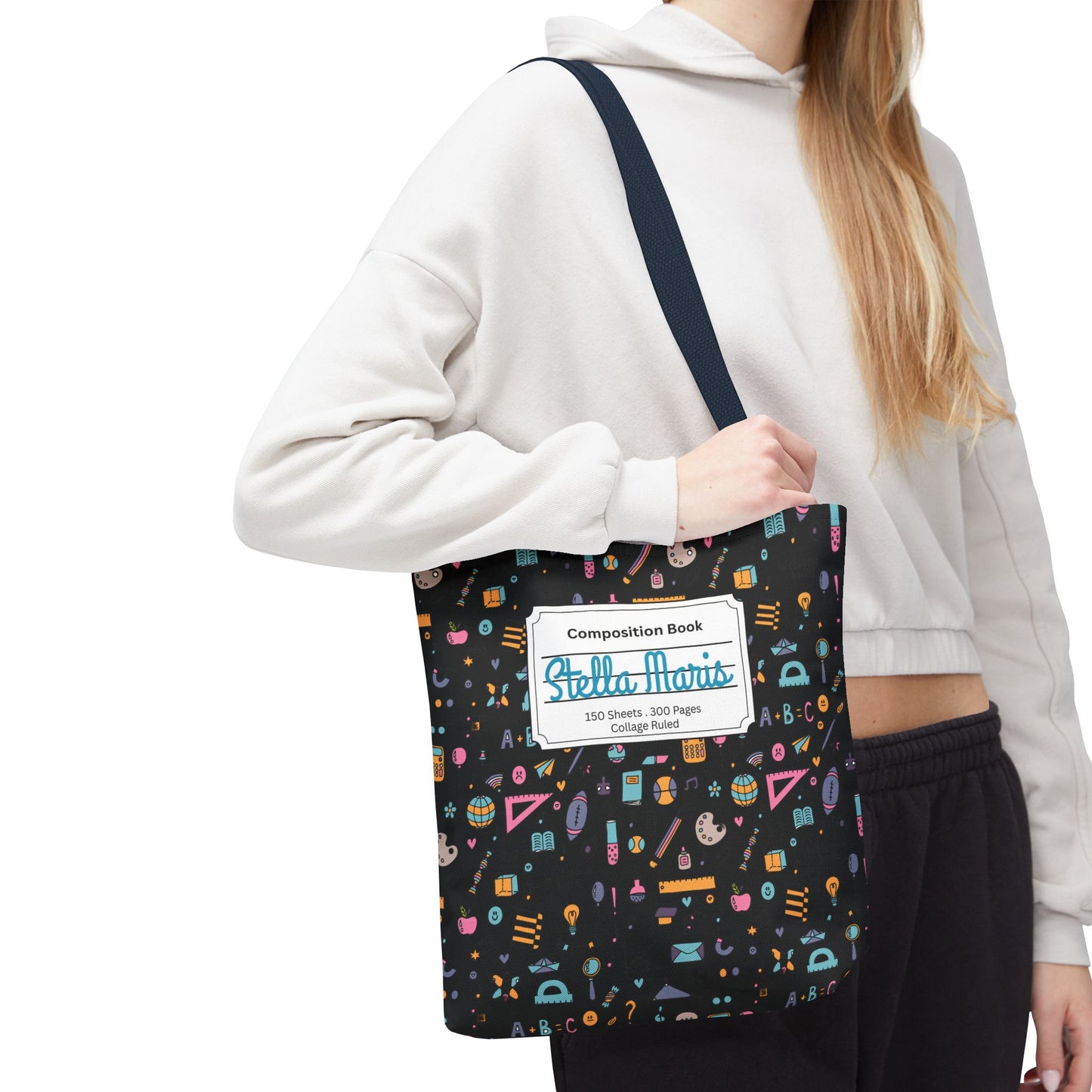 Personalized Chalkboard Chic Composition Book Inspired Tote Bag, Back to School Tote, Teacher Gift, Kids Bag, Custom Name Bag, Educational Accessories, Back to School Tote Bag.