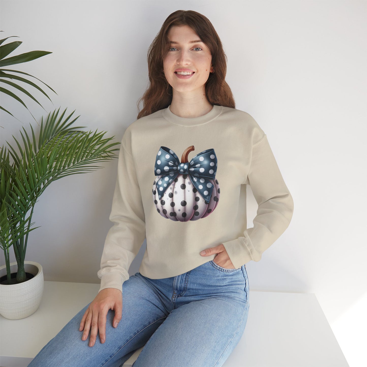 Polka Dot Pumpkin Charm Unisex Heavy Blend™ Crewneck Sweatshirt