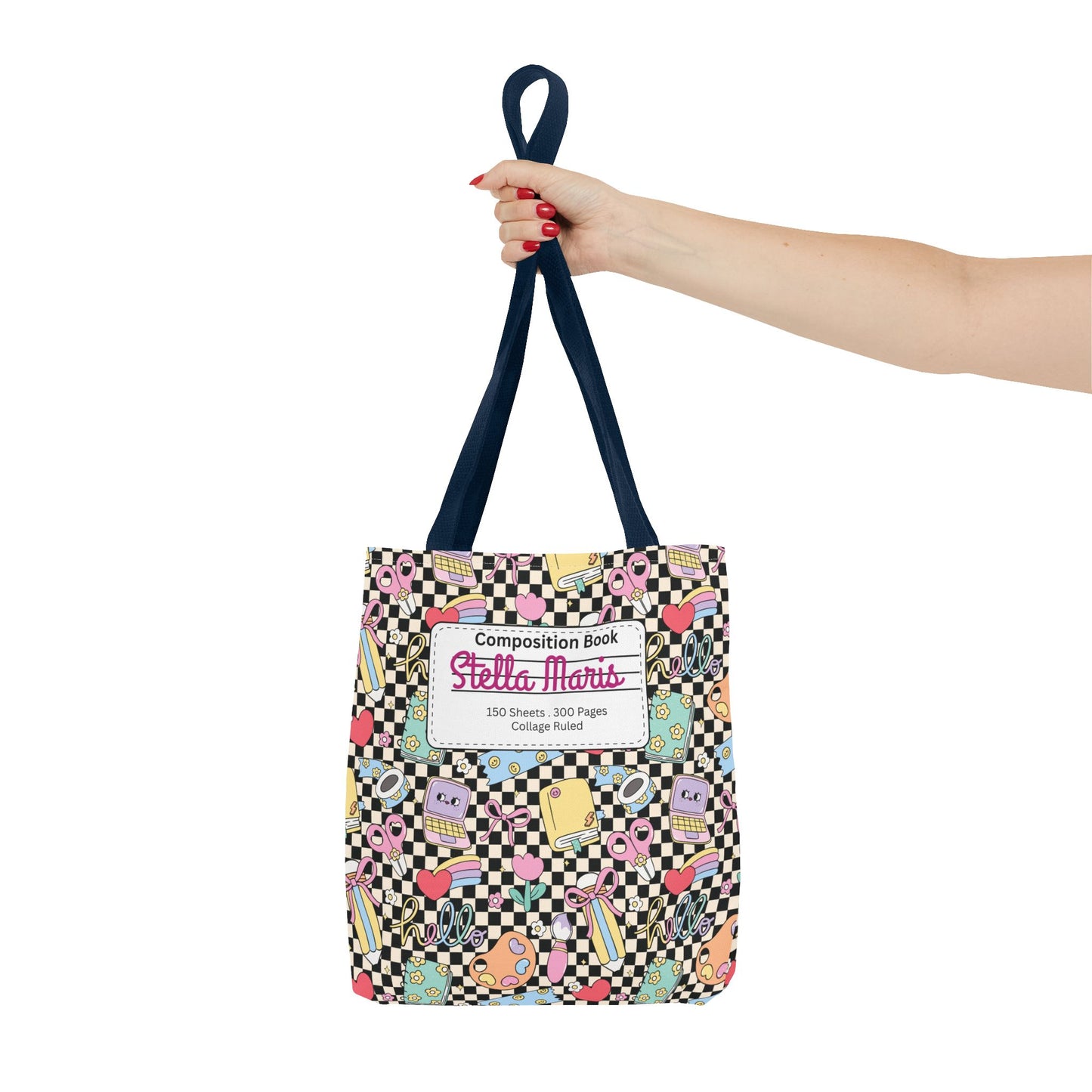 Personalized Black Doodle Daydream Composition Book Inspired Tote Bag, Back to School Tote, Teacher Gift, Kids Bag, Custom Name Bag, Educational Accessories, Back to School Tote Bag.