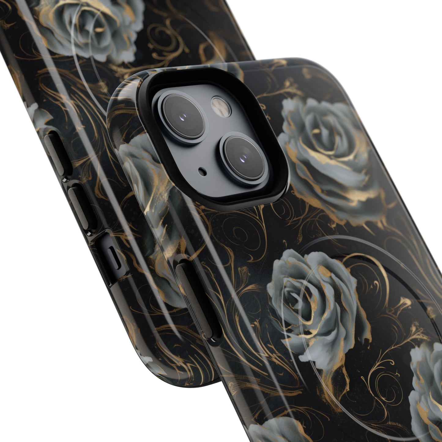 Midnight Bloom Tough iPhone Magnetic Cases,  iPhone 14, iPhone 15, iPhone 16, Pro, Pro Max, Plus MagSafe Case, Protective Tech Accessories, Gift for Her, Floral Design