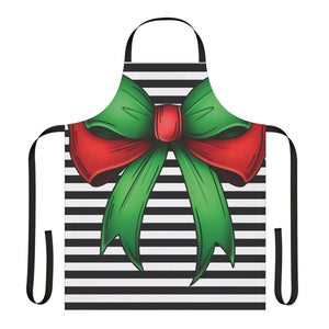 Striped Green Bow Chef's Apron