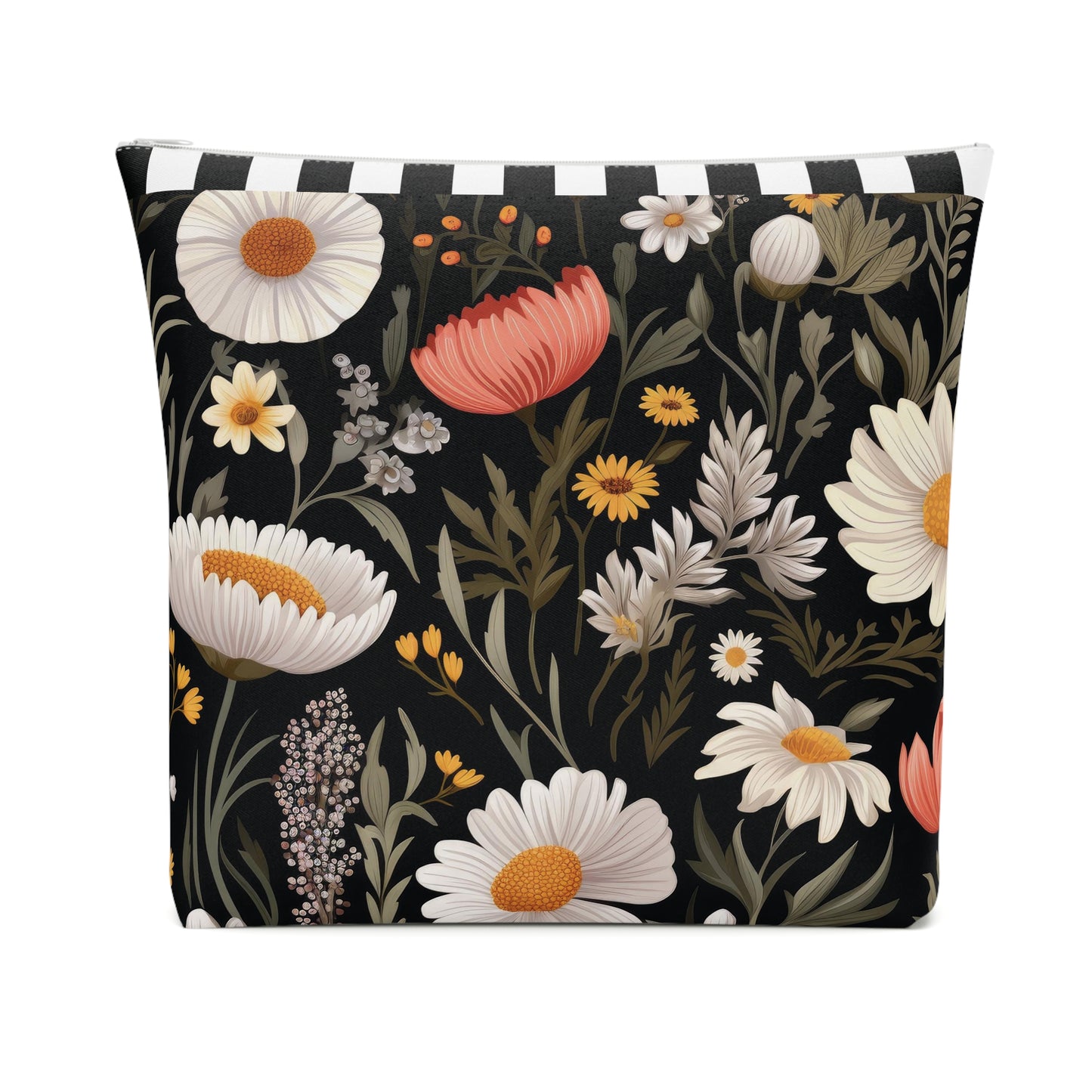 Blossom Elegance: Noir Garden Cotton Cosmetic Bag