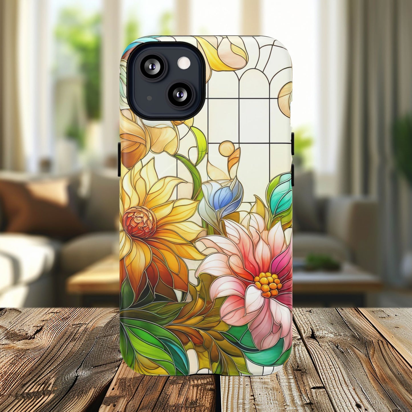 Floral Stained Glass Reverie Tough iPhone Magnetic Case, iPhone Cover, Protective Case, Flower Design, Gift for Her, Nature Lover