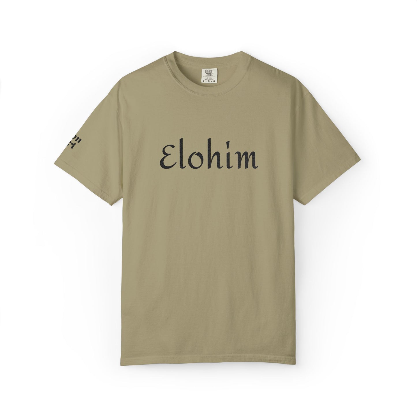 Embroidery 'ELOHIM, GENESIS 1:1' - Faith-Based Unisex Garment-Dyed Comfort Colors T-shirt, Faith Gift Tee, Religious Tee, Embroidery Tee.