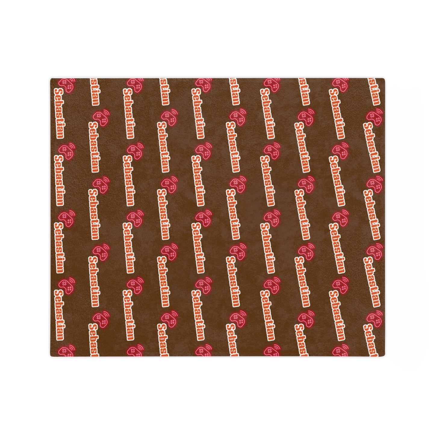 Personalized Name Velveteen Microfiber Blanket — Brown Patterned Name Script Cozy Throw- Gift for Him or Gift for Her.