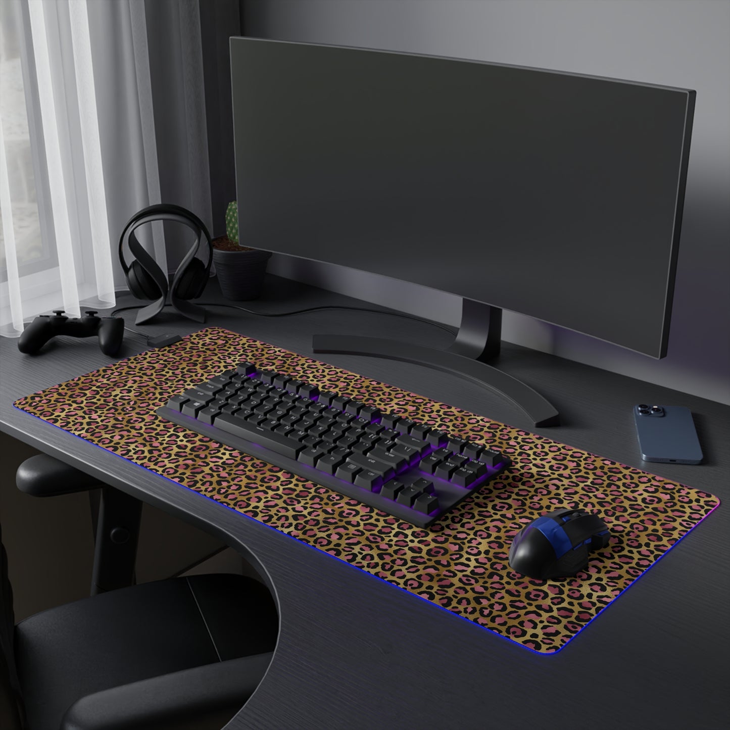 Leopard Luxe LED Gaming Mouse Pad