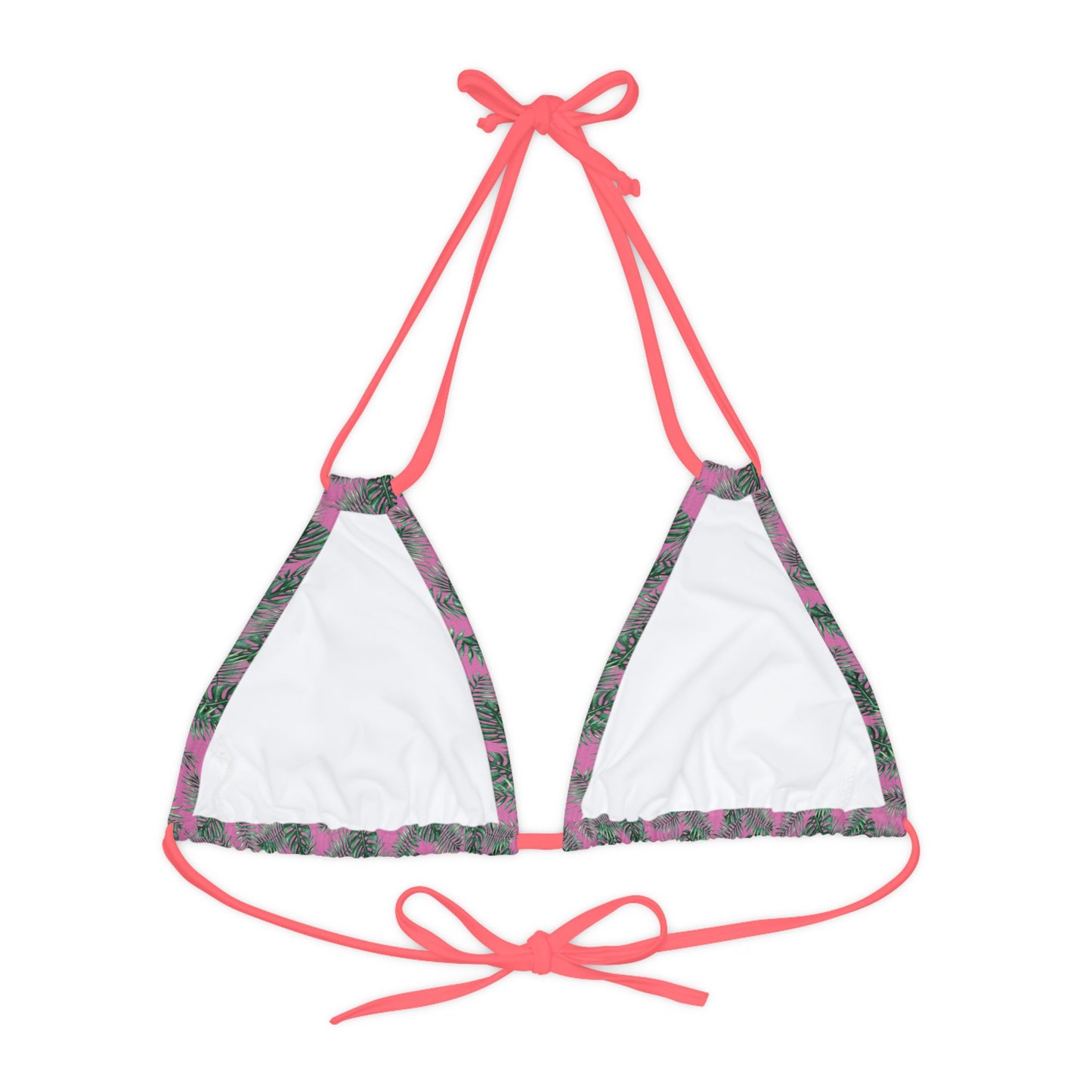 Pink Tropical Bliss Strappy Triangle Bikini Top (AOP)- (PY)