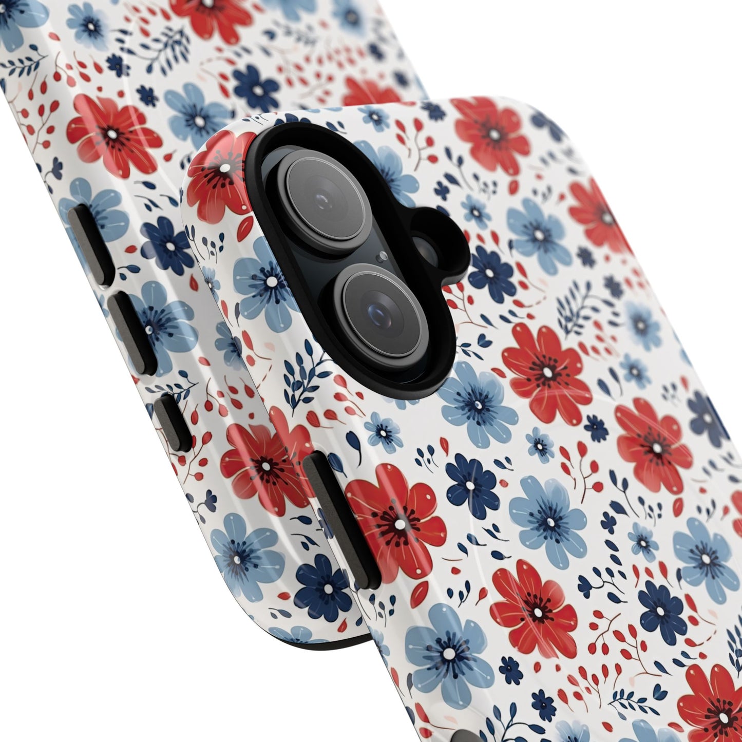 Patriotic Floral Dreams Tough Magnetic iPhone Cases, Durable, Stylish, Gift for Her, Protective Phone Cover, Spring Floral Design