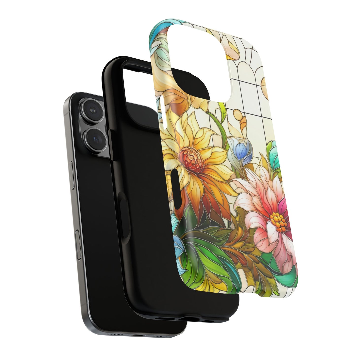 Floral Stained Glass Reverie Tough iPhone Magnetic Case, iPhone Cover, Protective Case, Flower Design, Gift for Her, Nature Lover