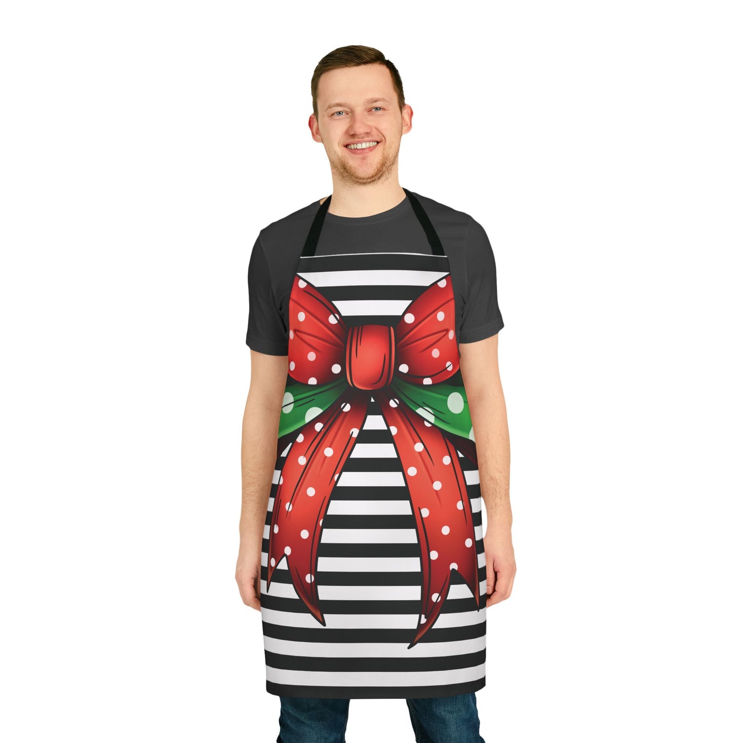 Striped Red Polka Dot Bow Chef's Apron