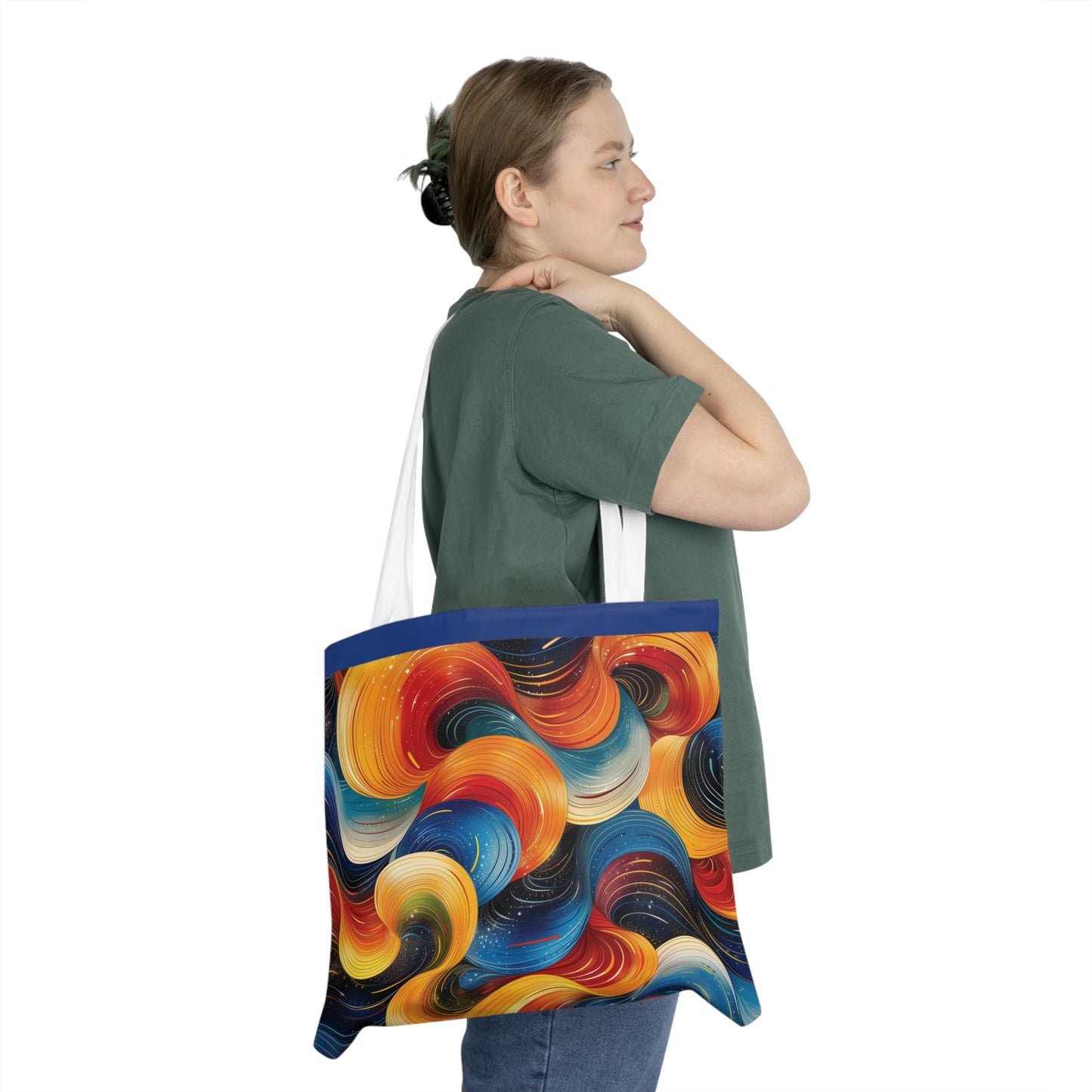 Cosmic Swirl Shoulder Tote Bag - Colorful Everyday Accessory