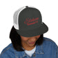 Red 'ELOHIM, GENESIS 1:1'  Embroidered 5 Panel Trucker Cap | Casual Style Hat, Adjustable, Unisex, Perfect Gift for Outdoors, Festivals, Daily Wear