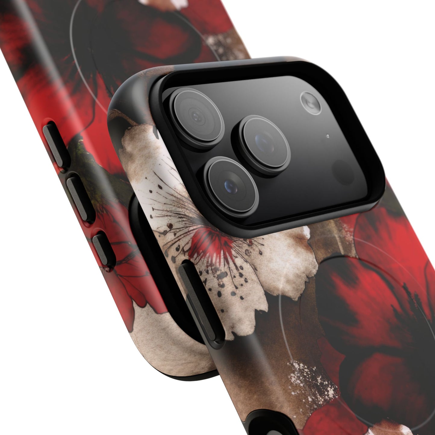 Crimson Noir Tough iPhone Magnetic Cases, Tough iPhone Protector, Stylish Floral Design, Gift for Her, Floral Accessories