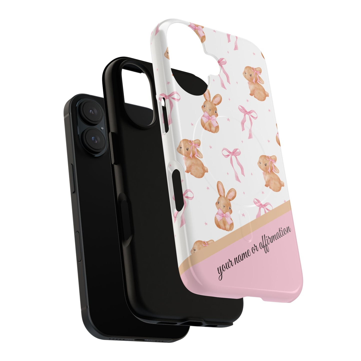 Personalized Bunny iPhone Case - Cute Animal Design, Tough MagSafe® Magnetic Case, Easter Gift, Spring Aesthetic, Kids Accessories