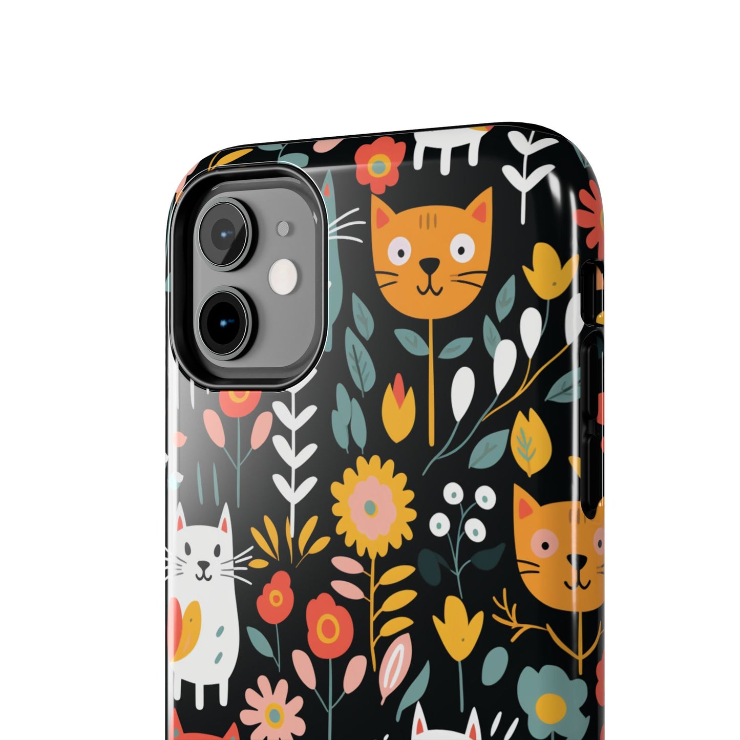 Whimsical Feline Garden iPhone and Samsung Tough Phone Cases,