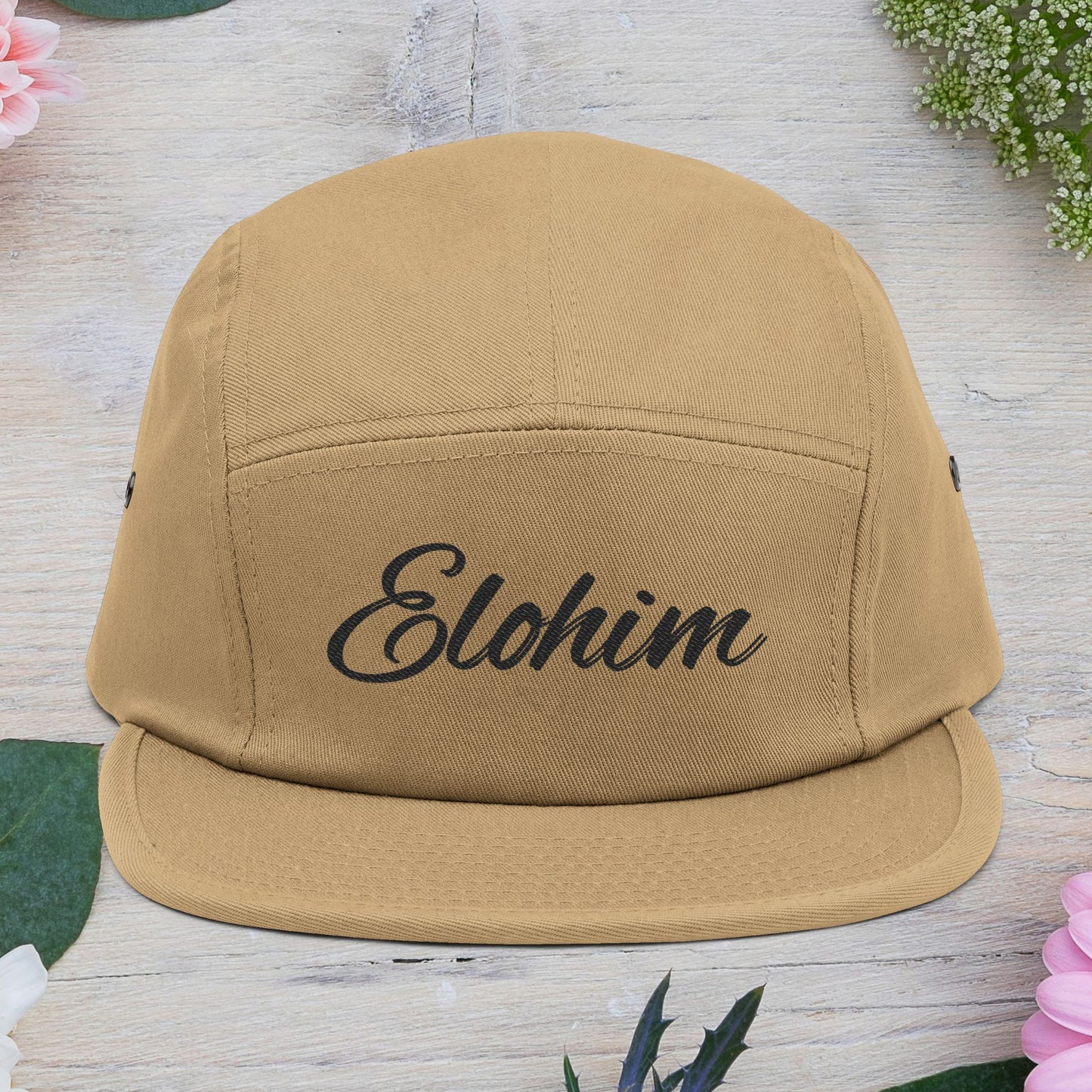 Embroidered 'ELOHIM, GENESIS 1:1'  5 Panel Cap, Trendy Hat, Outdoor Gear, Streetwear Accessory, Unique Gift, Fashion Statement