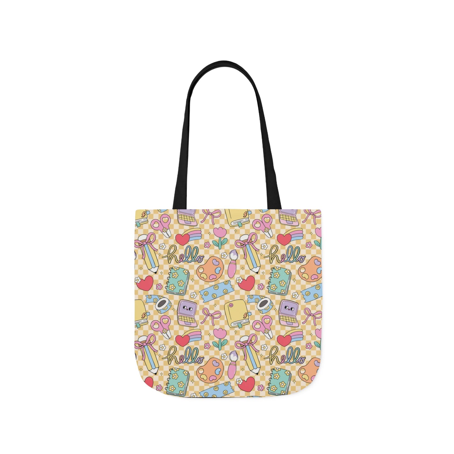 Personalized Doodle Daydream Composition Book Inspired Canvas Tote Bag with Colorful Straps, Cute School Bag, Eco-Friendly Tote, Back to School Shopping Bag, Teacher Gift Idea