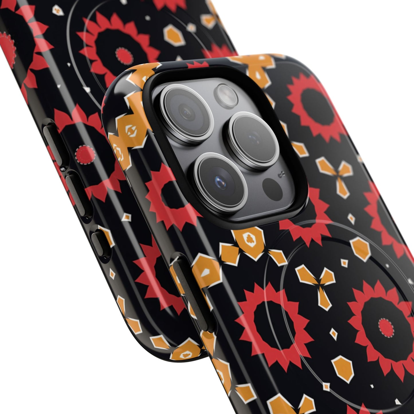 Midnight Ember Bloom Tough Magnetic iPhone Case, Bohemian Floral Design, Stylish iPhone Protection, Gift for Her, Trendy iPhone Accessories