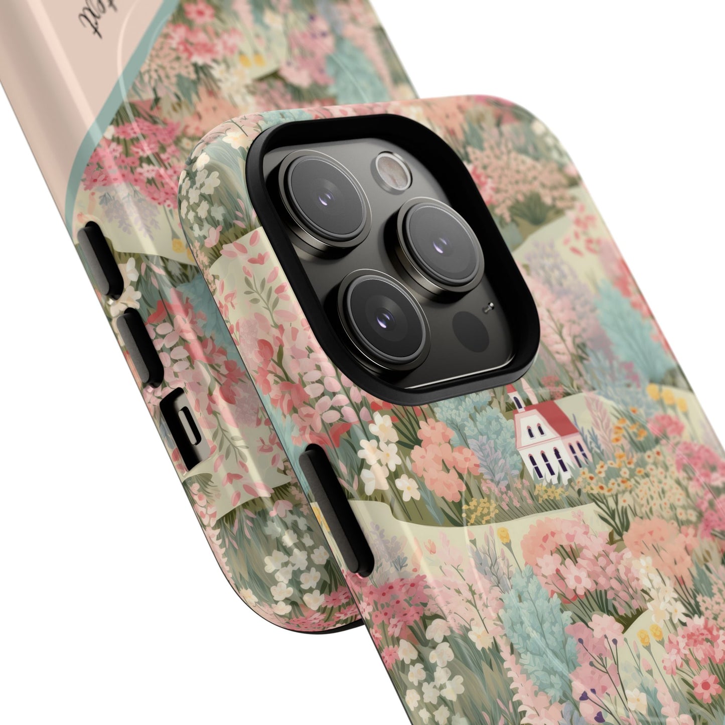 Blush Bloom Village Tough Magnetic MagSafe®Case, Durable Protection, Unique Gift for Nature Lovers,  iPhone® 13, 14, 15, 16, 17, Pro, Pro Max, Plus Cases.