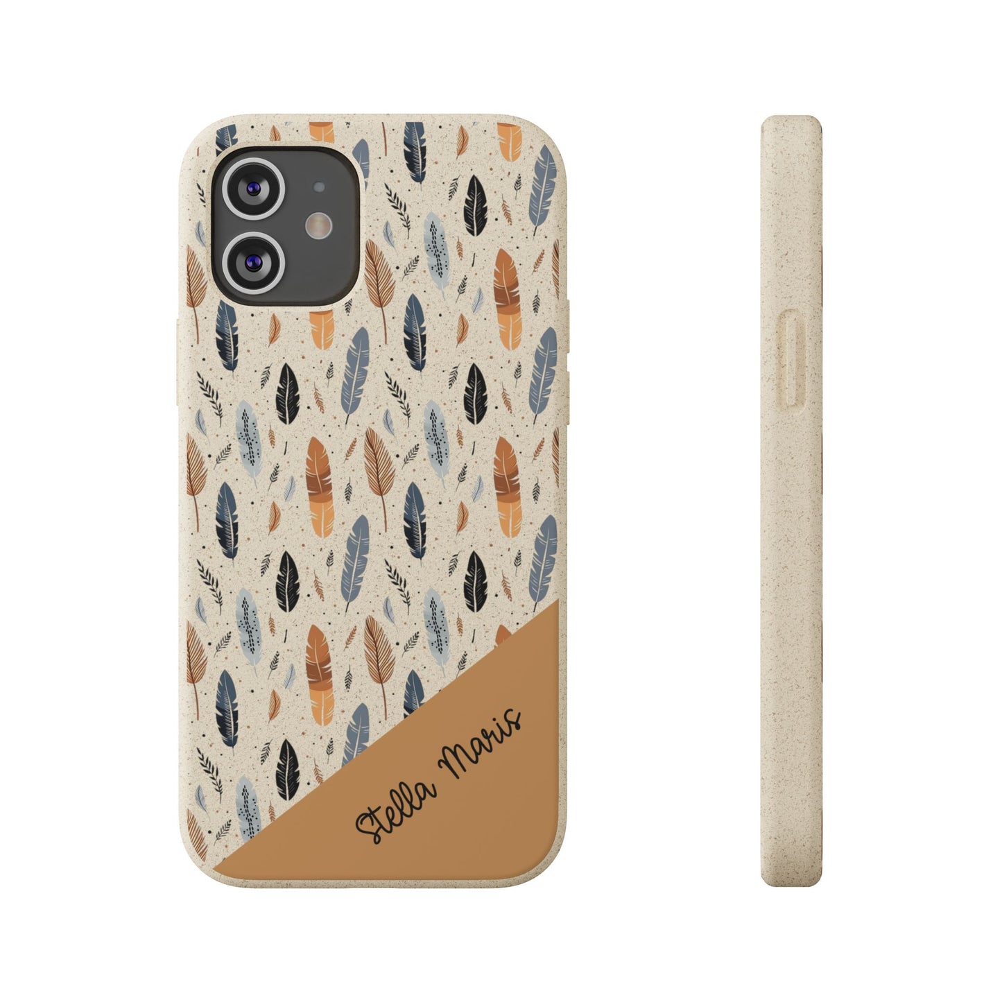 Personalized Whispering Feathers Samsung and iPhone Biodegradable Case, Custom Name Case.