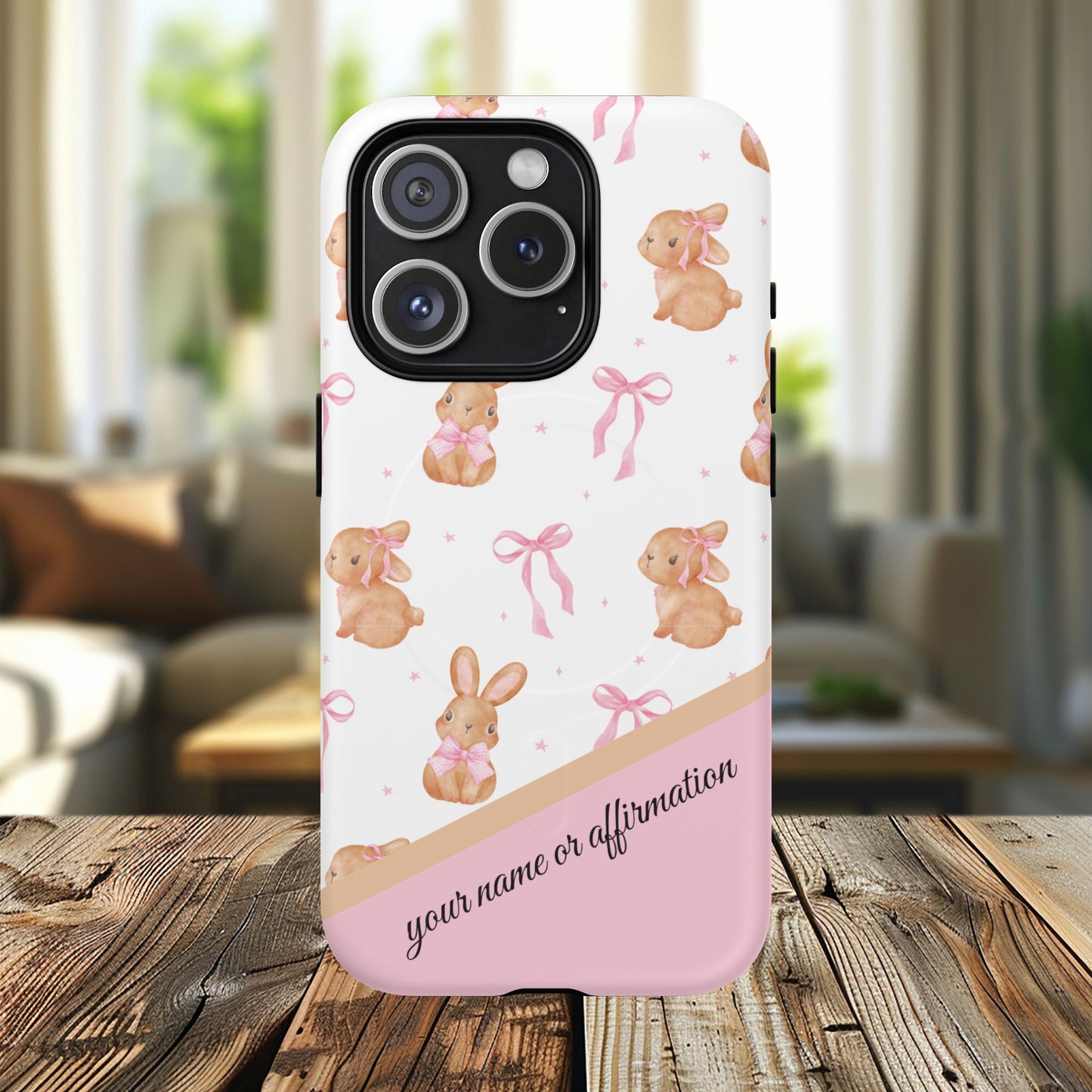 Personalized Bunny iPhone Case - Cute Animal Design, Tough MagSafe® Magnetic Case, Easter Gift, Spring Aesthetic, Kids Accessories
