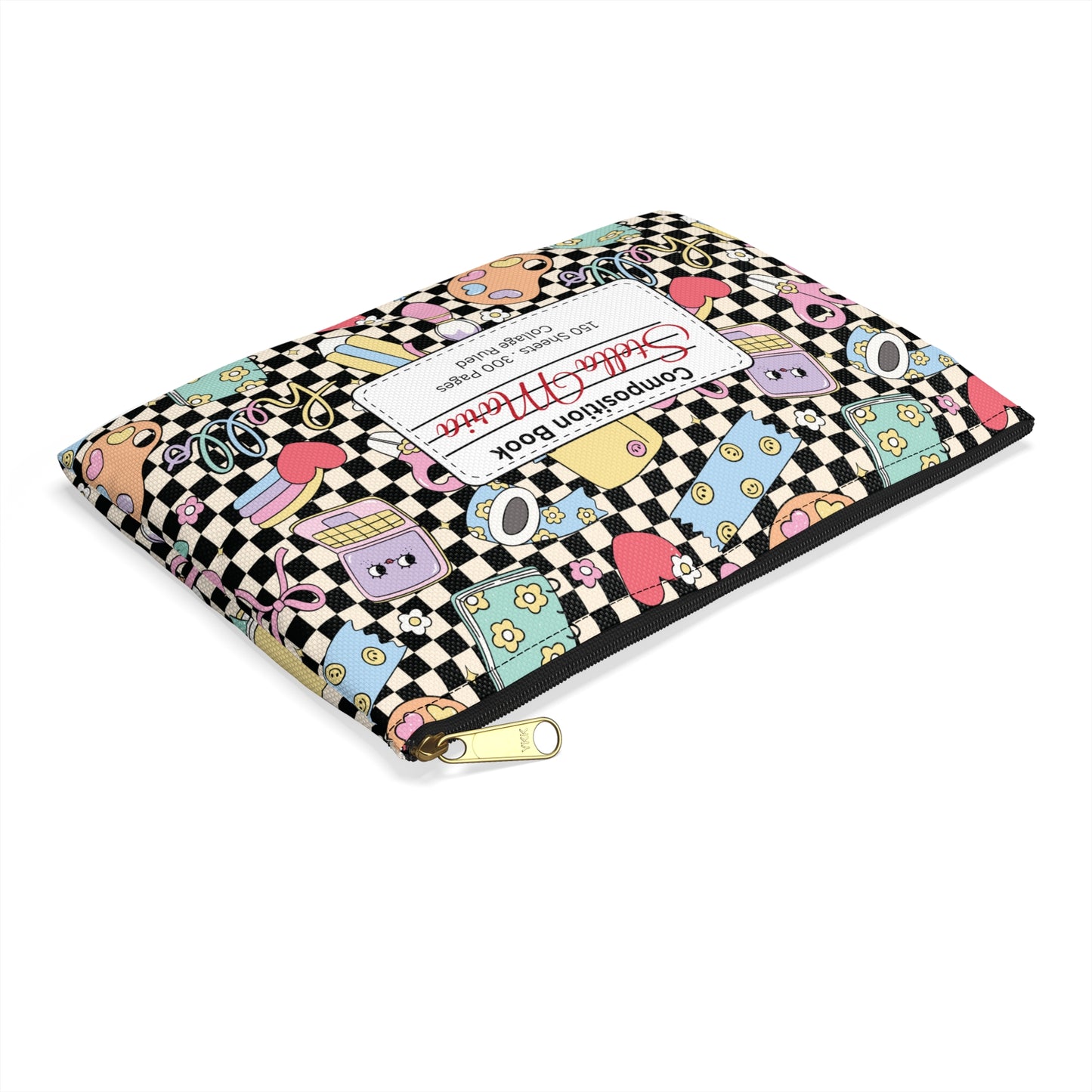Personalized Black Doodle Daydream Composition Book Inspired Accessory Pouch, Kids School Supplies, Classroom Organizer, Teacher Gift, Fun Stationery Case, Back to School