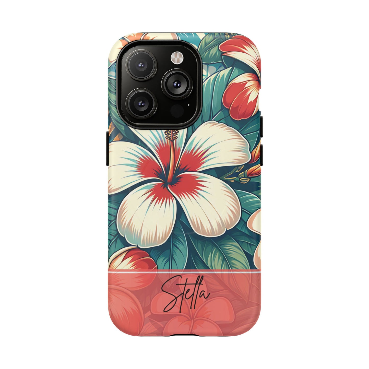 Tough Floral Phone Case, Tropical Hibiscus Design, Gift for Her, Summer Accessory, Customizable Phone Cover