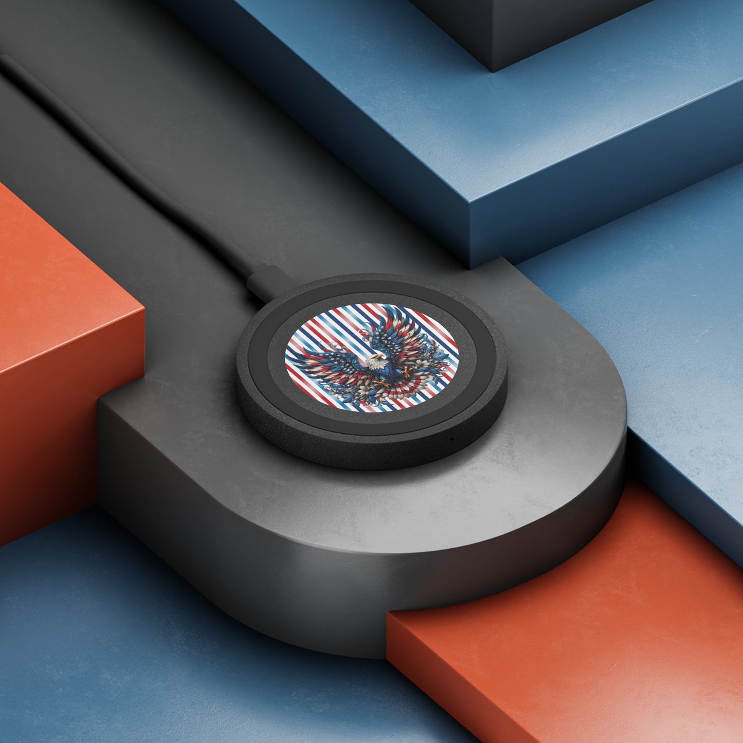 Patriotic Pride Wireless Charging Pad with Stripes